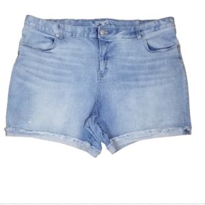 Terra & Sky 26W plus size distressed denim shorts